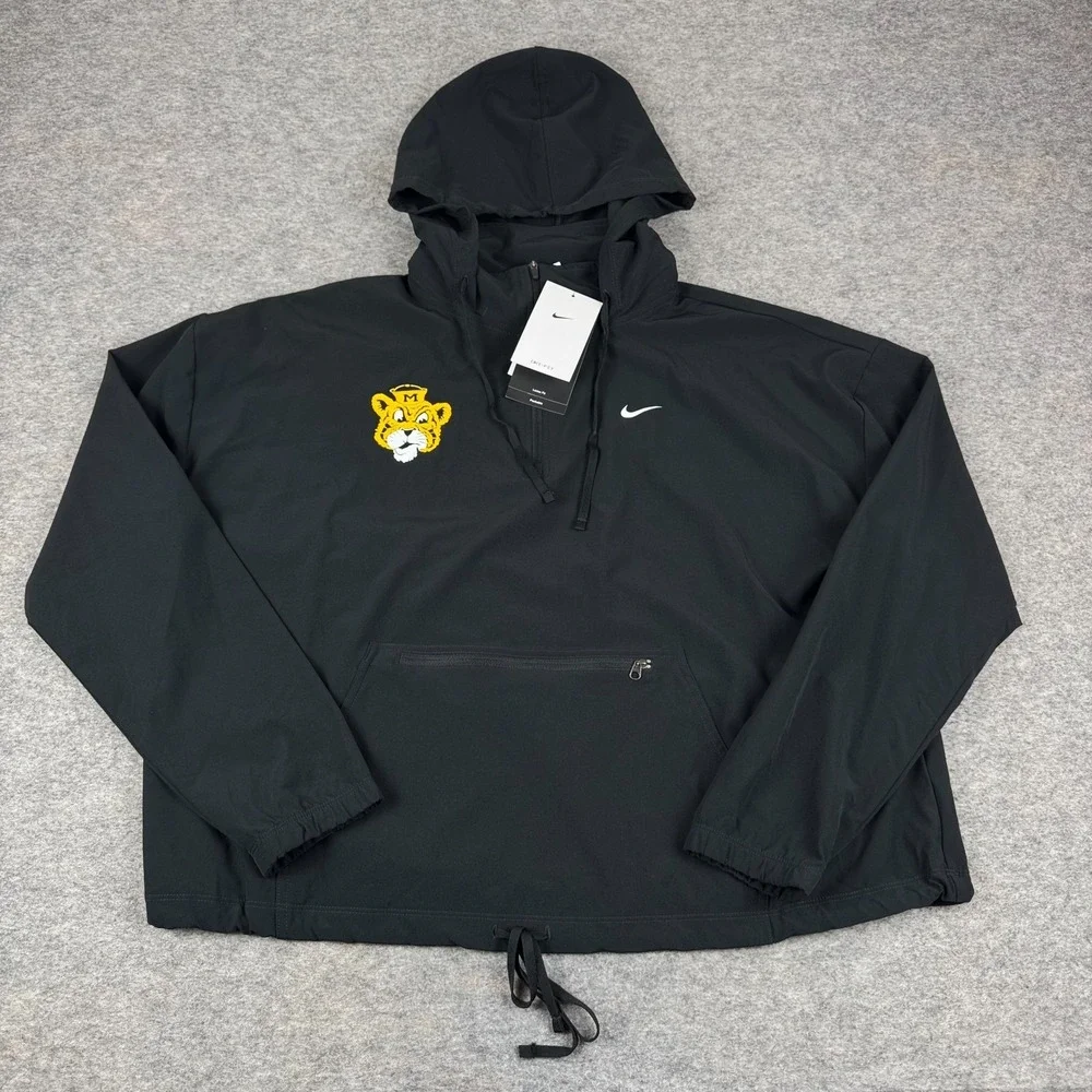 Nike Dri Fit Missouri Tigers Pro Half Zip Packable Jacket Black Womens Large L